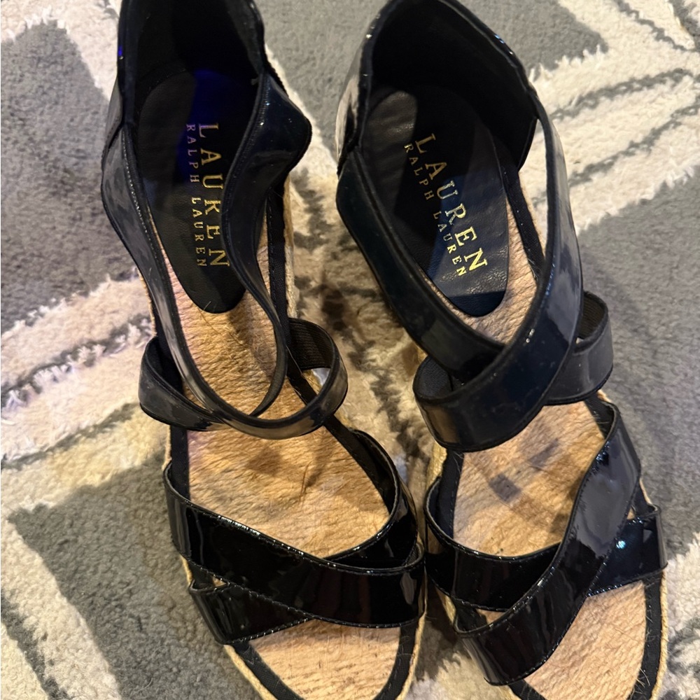 Lauren Ralph Lauren Glossy Black Sandals